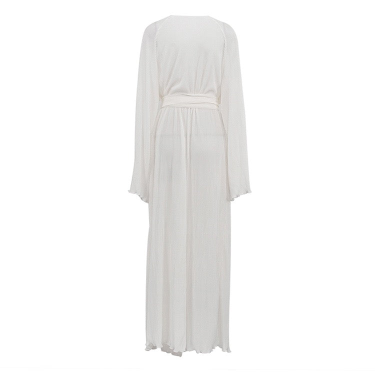 Maxi dress with a slit design in shiny crepe – Vonda
