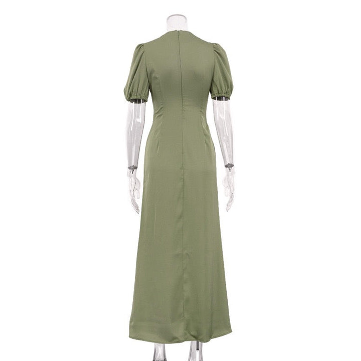 Satin maxi dress with lace trim – ANORA