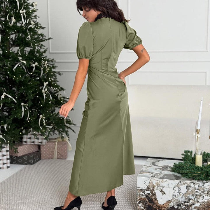 Satin maxi dress with lace trim – ANORA