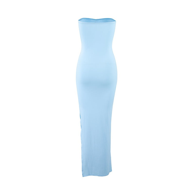 Strapless Maxi Dress with Slit Design - Rene