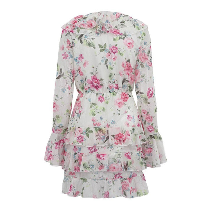 Floral chiffon ruffled mini dress with tiered ruffles – Alona