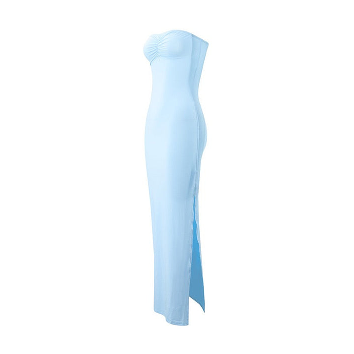 Strapless Maxi Dress with Slit Design - Rene