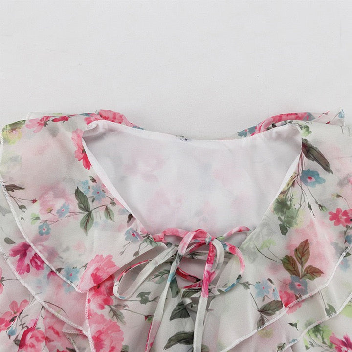 Floral chiffon ruffled mini dress with tiered ruffles – Alona