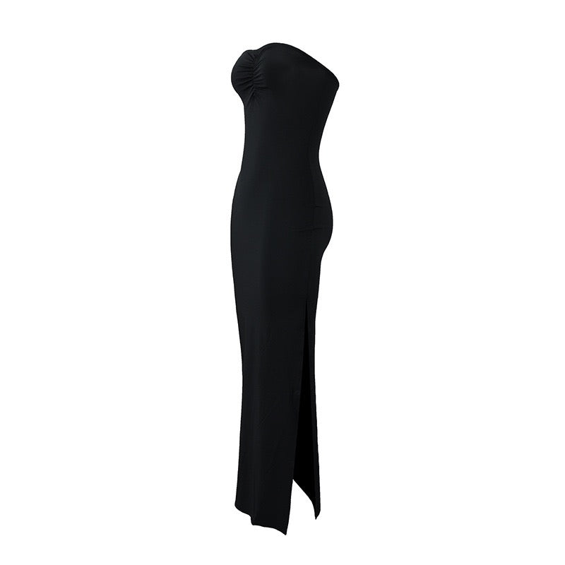 Strapless Maxi Dress with Slit Design - Rene