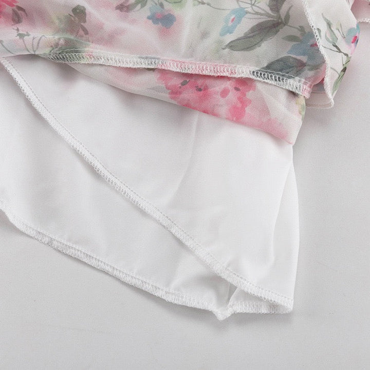 Floral chiffon ruffled mini dress with tiered ruffles – Alona