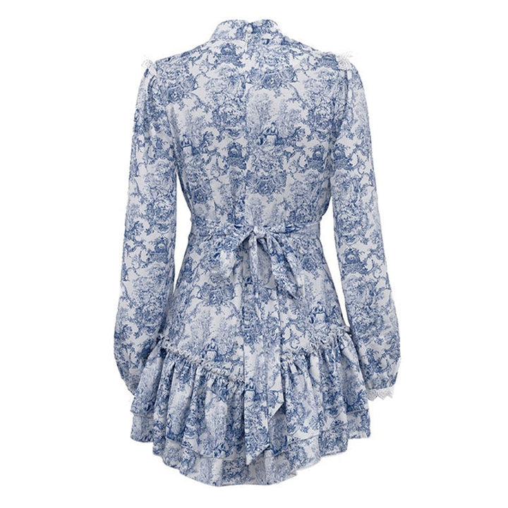 Mini dress with illustrated embellishments, embroidery, and pearl buttons – Alexandra