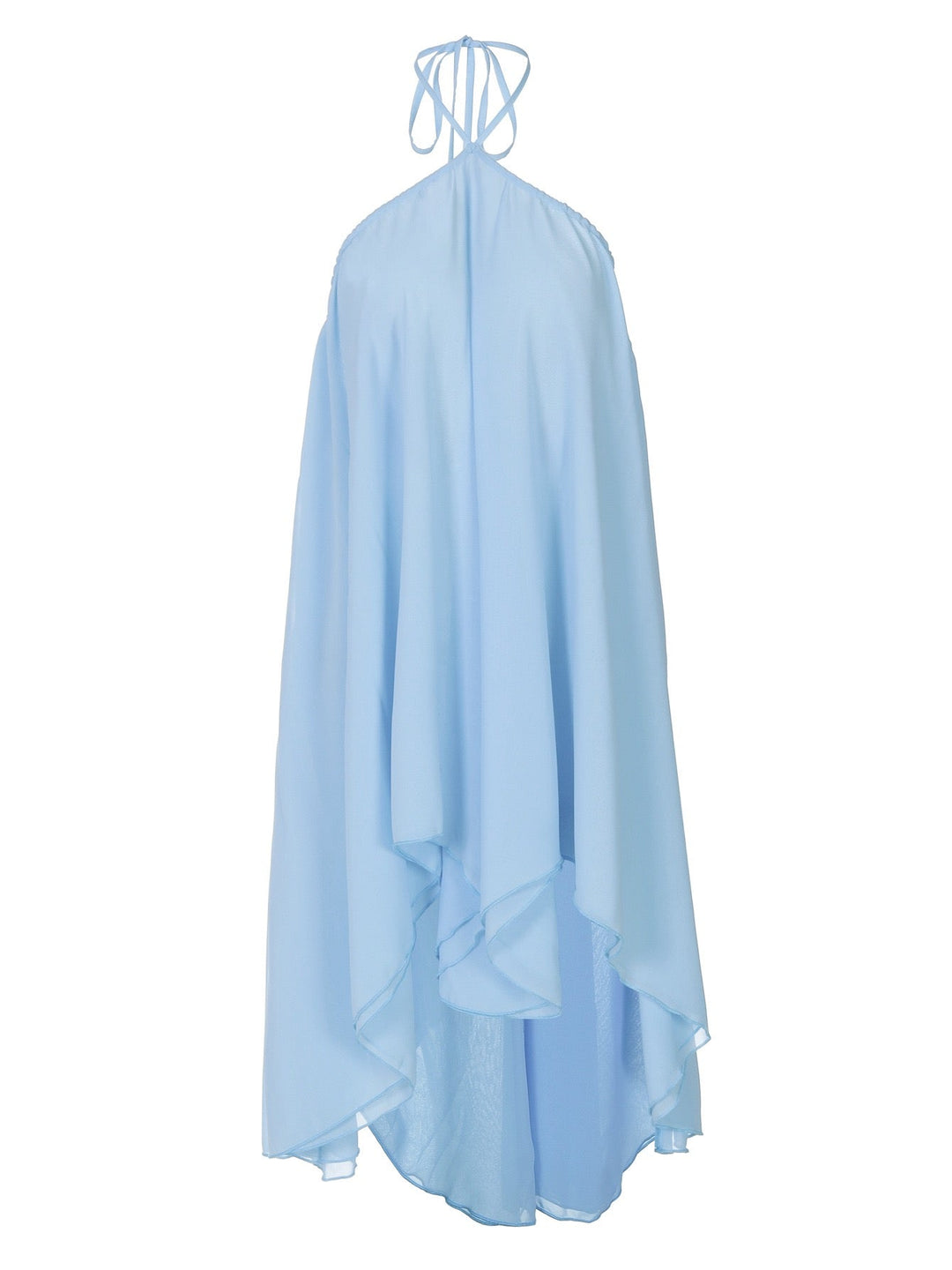 Havana tiered ruffle chiffon mini dress with a neck tie and open back