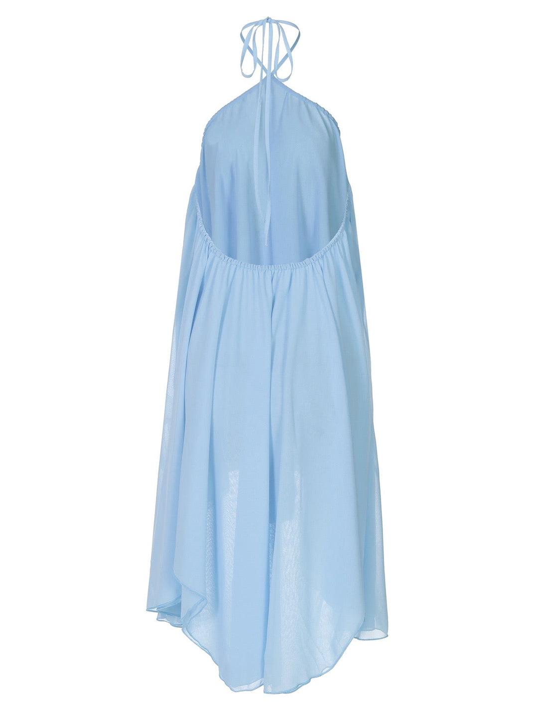 Havana tiered ruffle chiffon mini dress with a neck tie and open back