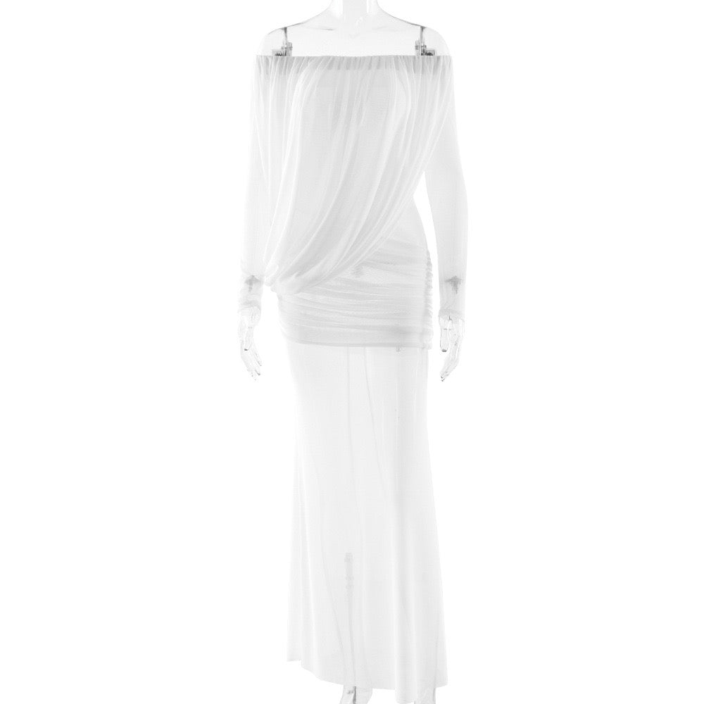 Chiffon maxi dress with pleats design - JULIS