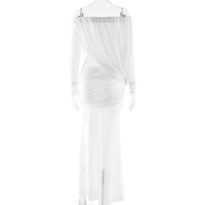 Chiffon maxi dress with pleats design - JULIS