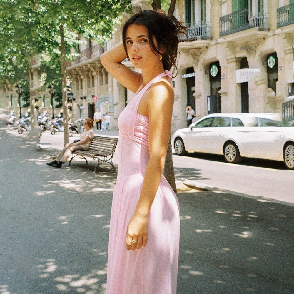 Chiffon maxi dress with back tie - FENNI