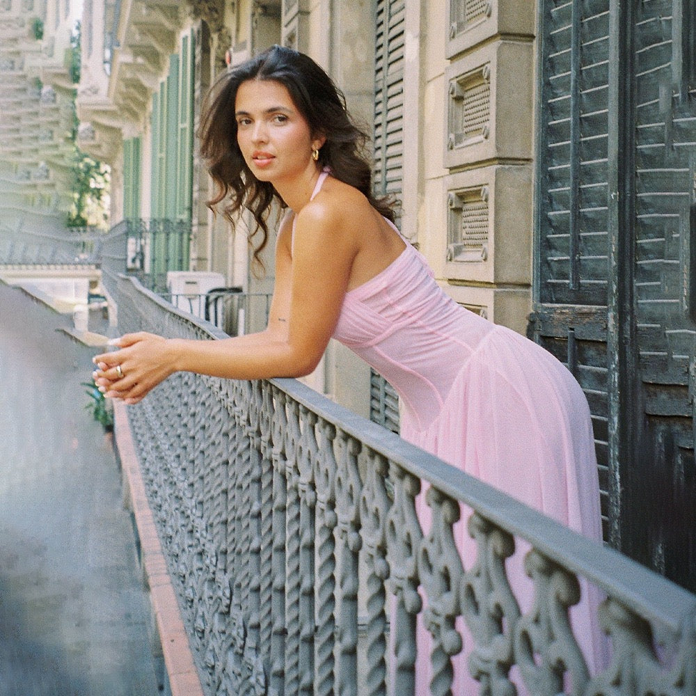 Chiffon maxi dress with back tie - FENNI
