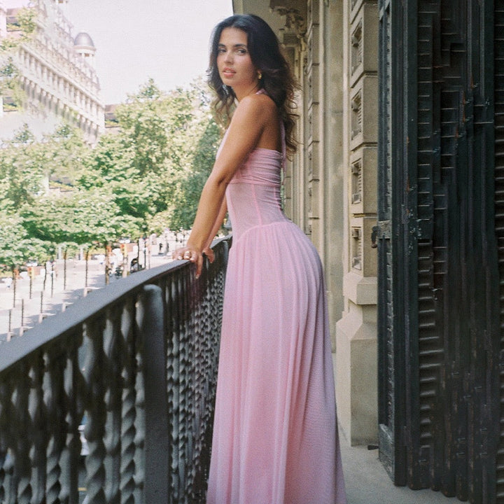 Chiffon maxi dress with back tie - FENNI