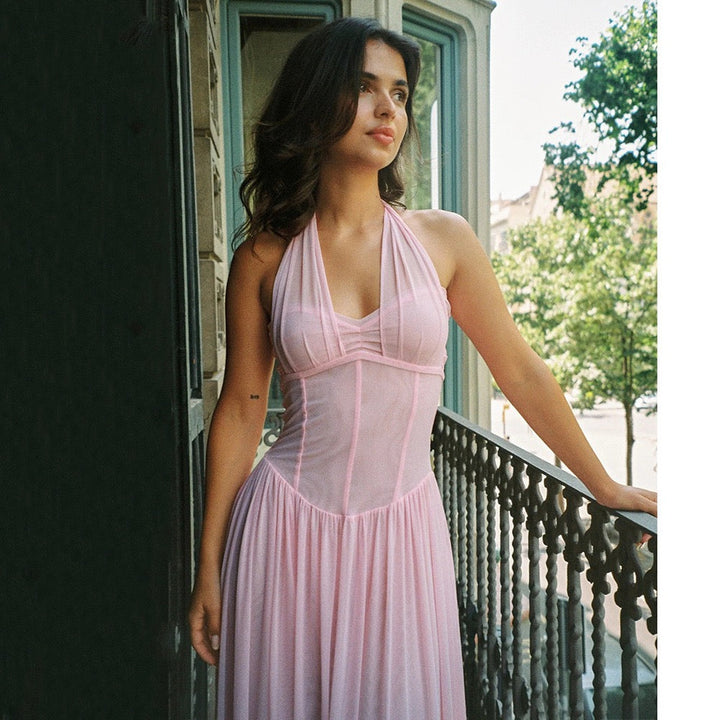 Chiffon maxi dress with back tie - FENNI