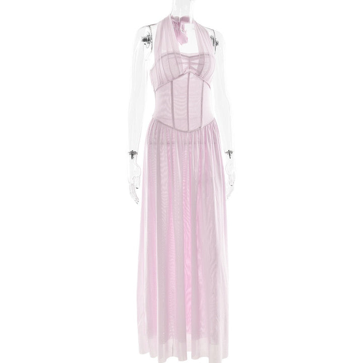 Chiffon maxi dress with back tie - FENNI
