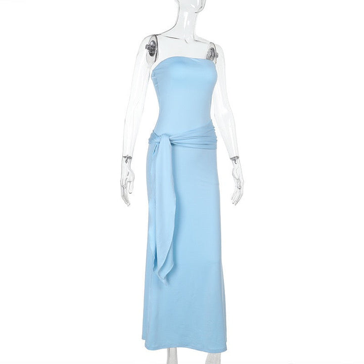 Nori strapless maxi dress with tie detail