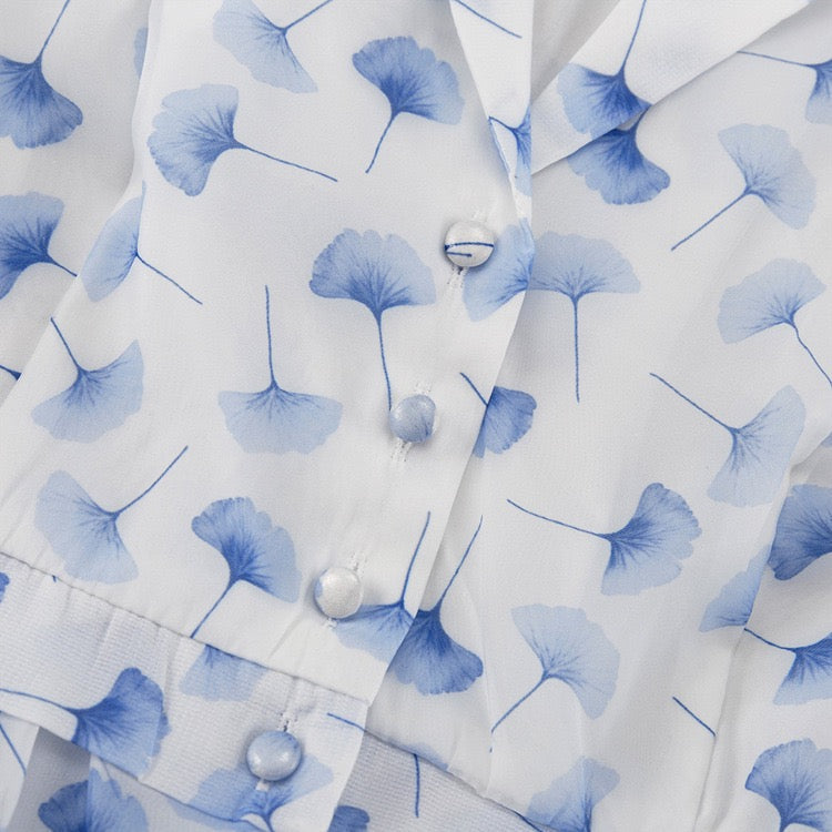 Two-piece floral chiffon set with maxi skirt and button-up top – GALIYA