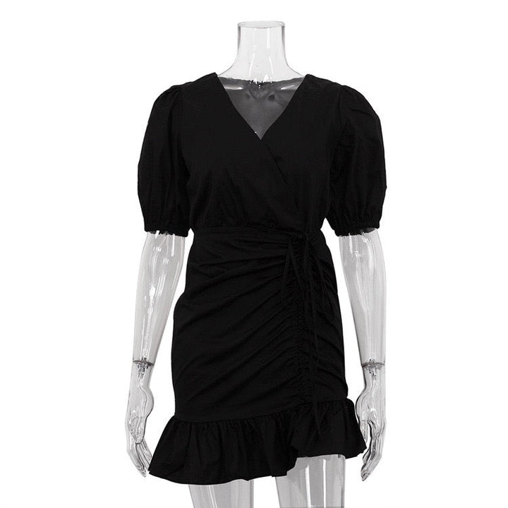 Mini dress with ruched and tie design – Gefen