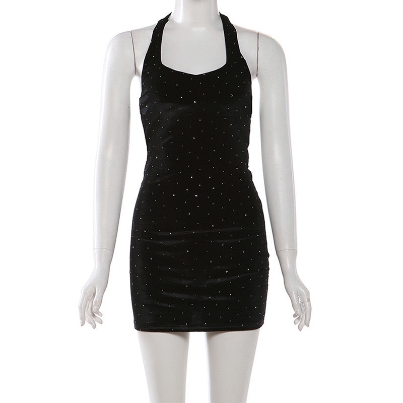 Velvet mini dress decorated with sequins - Nelly
