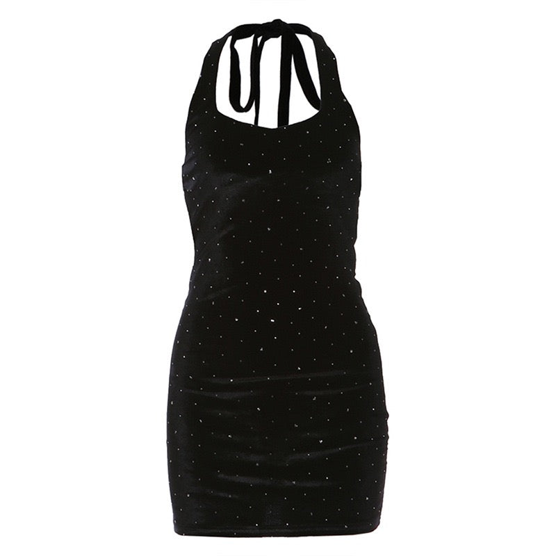 Velvet mini dress decorated with sequins - Nelly