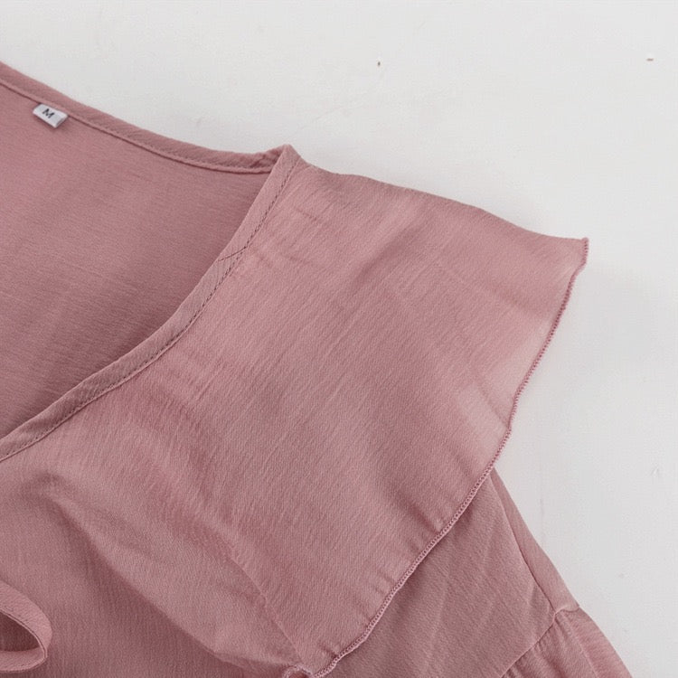 Two-piece chiffon suit with ruffled top and shorts – Lilinda