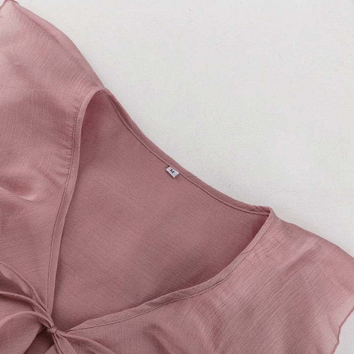 Two-piece chiffon suit with ruffled top and shorts – Lilinda