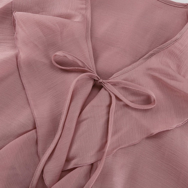 Two-piece chiffon suit with ruffled top and shorts – Lilinda
