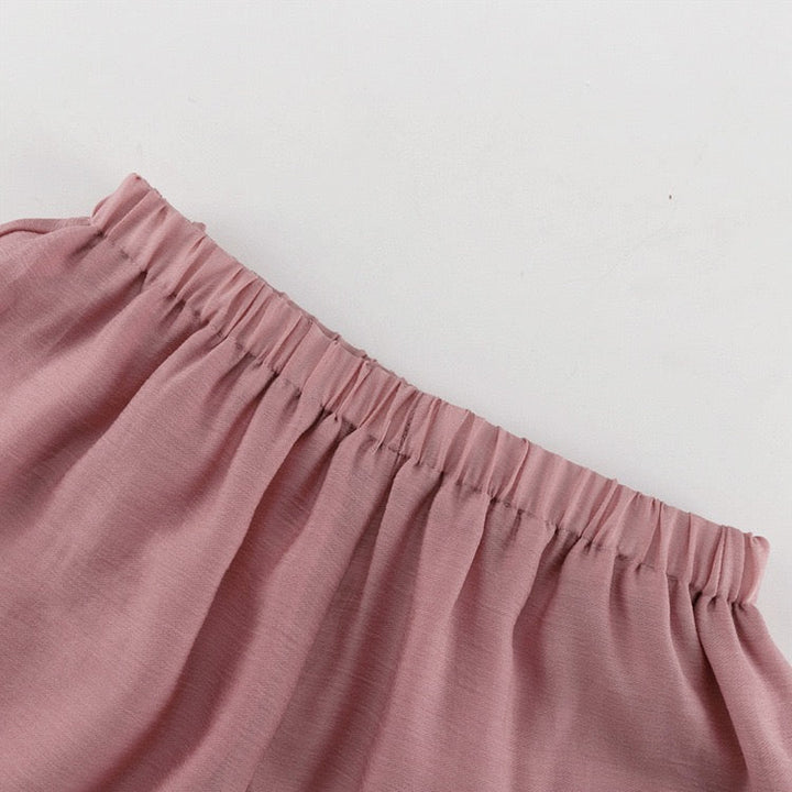 Two-piece chiffon suit with ruffled top and shorts – Lilinda