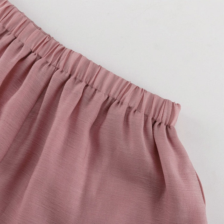 Two-piece chiffon suit with ruffled top and shorts – Lilinda