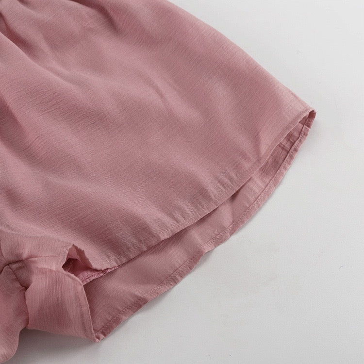 Two-piece chiffon suit with ruffled top and shorts – Lilinda