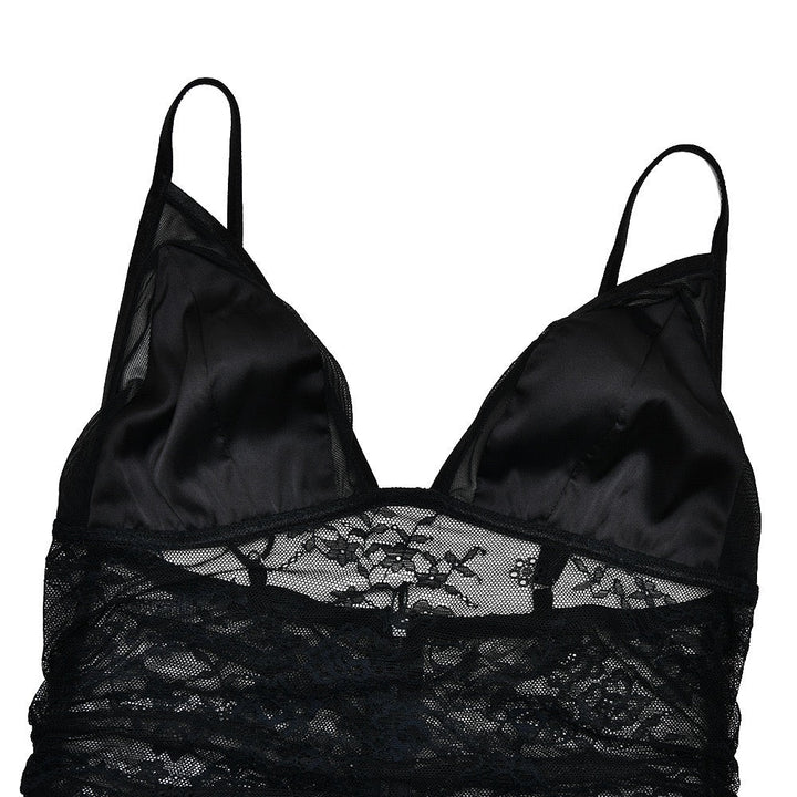 Midi lace dress with satin design - Doria