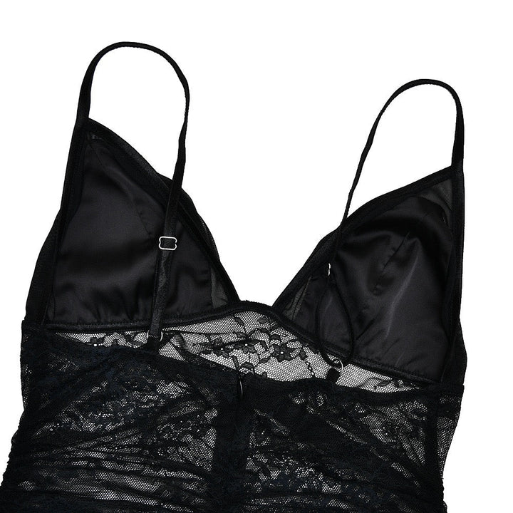 Midi lace dress with satin design - Doria