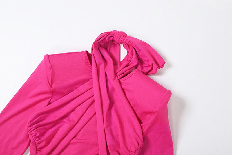 Maxi Dress with Ruching and Tie Decoration - LILIAN