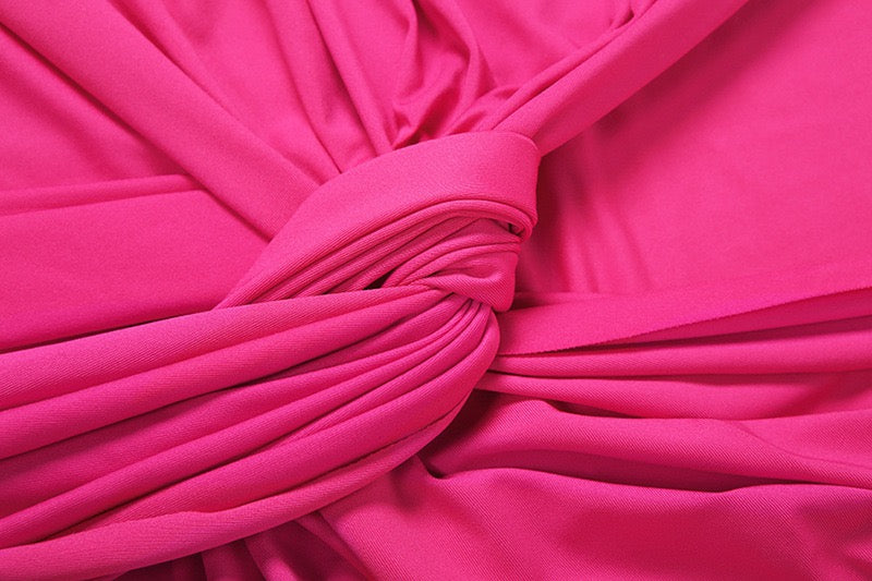Maxi Dress with Ruching and Tie Decoration - LILIAN