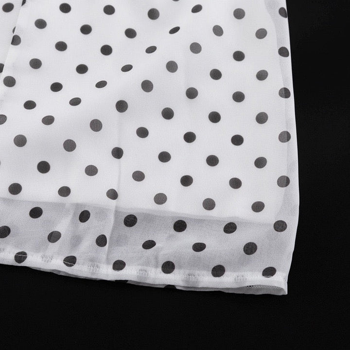 Polka-dot chiffon maxi dress with open-back design – Valentina