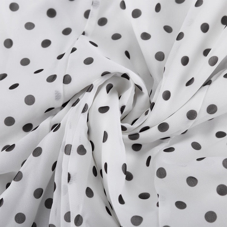 Polka-dot chiffon maxi dress with open-back design – Valentina