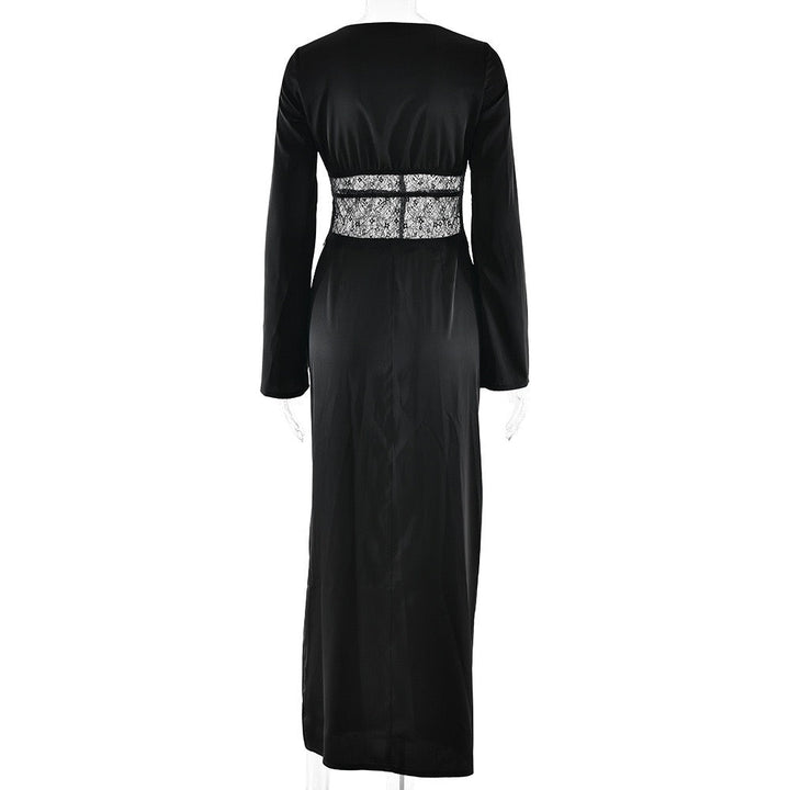 Satin maxi dress with lace design - Rita