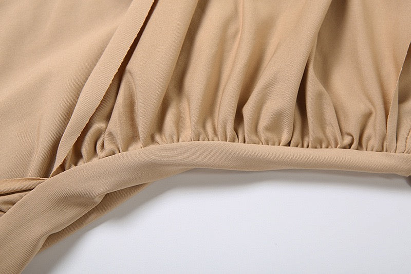 Maxi Dress with Ruching and Tie Decoration - LILIAN