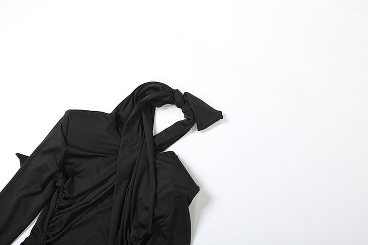 Maxi Dress with Ruching and Tie Decoration - LILIAN