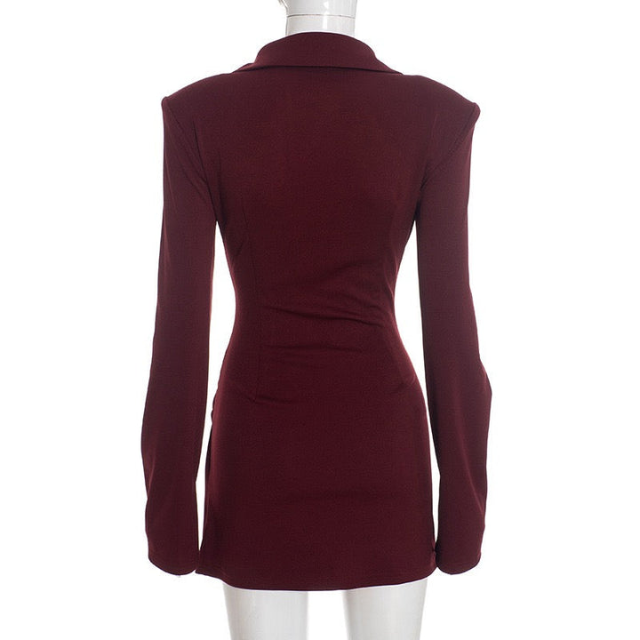 Tailored mini dress with pleats and buttons, V-neck design - Donatella