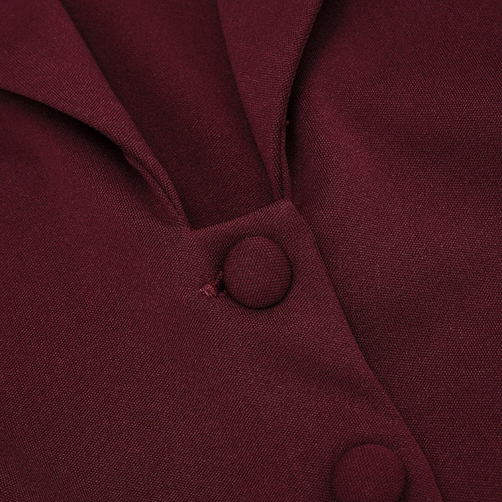 Tailored mini dress with pleats and buttons, V-neck design - Donatella