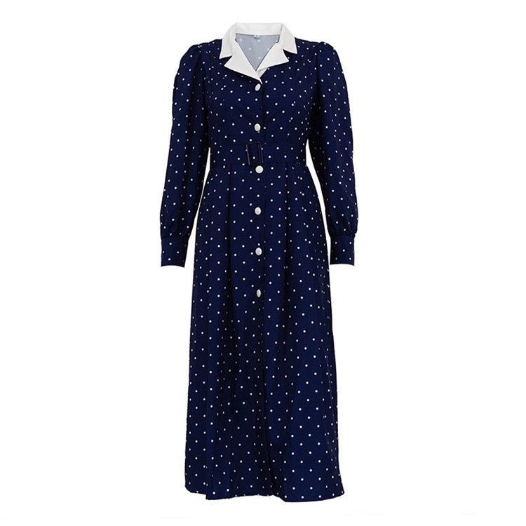Polka-dot tailored midi dress – Virginia