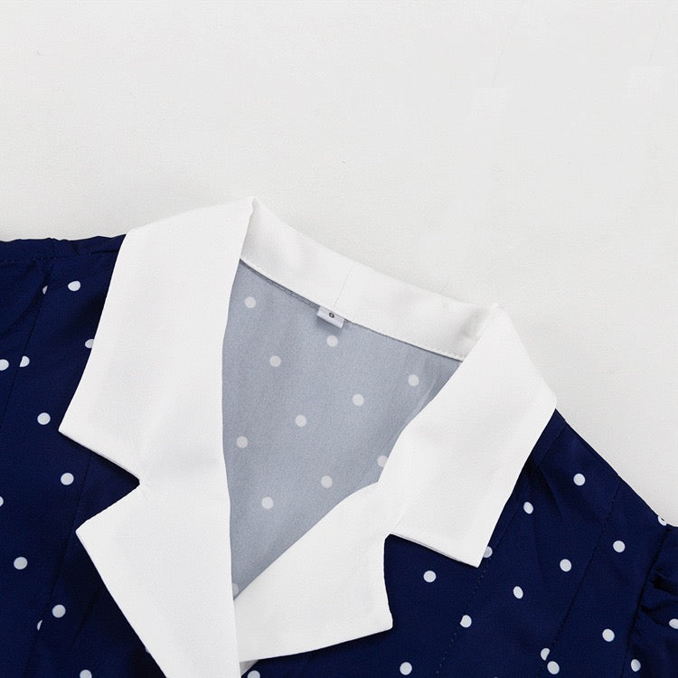 Polka-dot tailored midi dress – Virginia