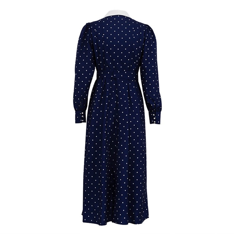Polka-dot tailored midi dress – Virginia
