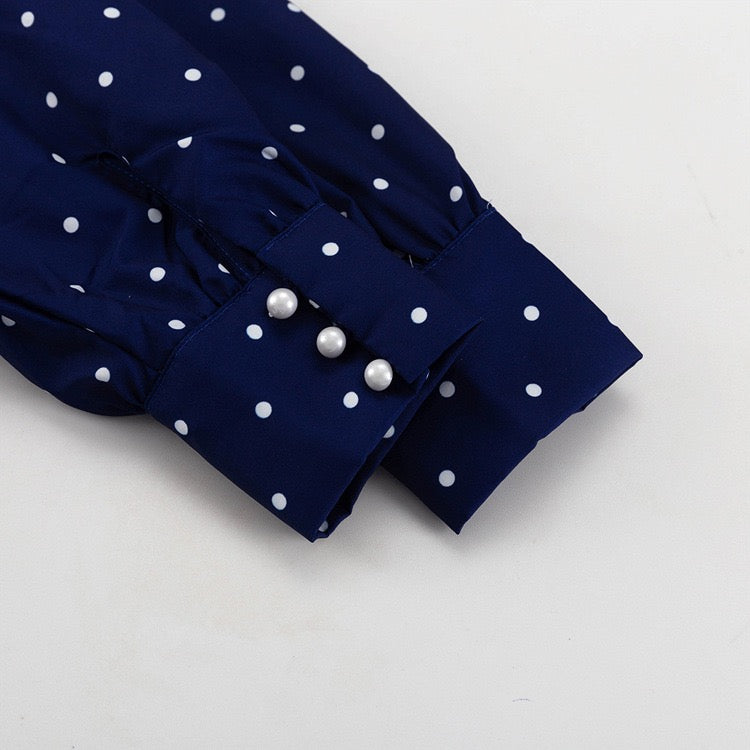 Polka-dot tailored midi dress – Virginia