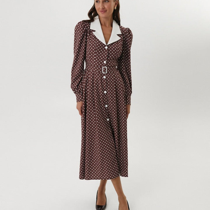 Polka-dot tailored midi dress – Virginia