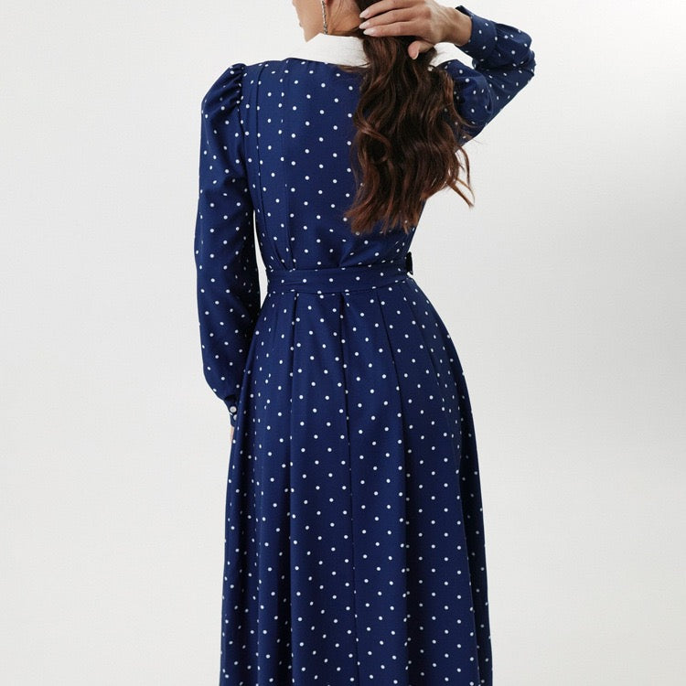 Polka-dot tailored midi dress – Virginia