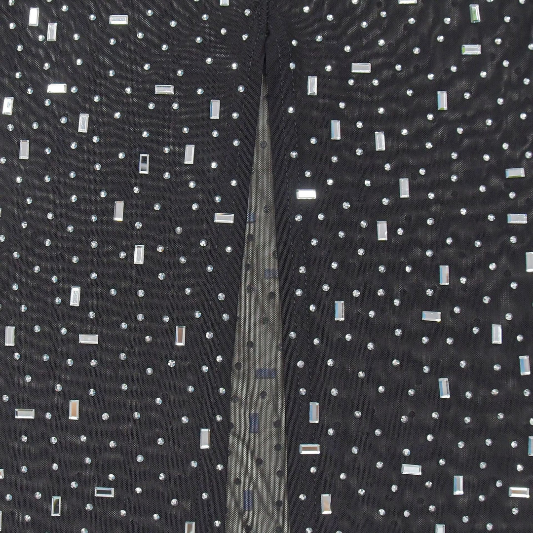 Maxi dress with collar, open back, and diamond decoration - DEISY