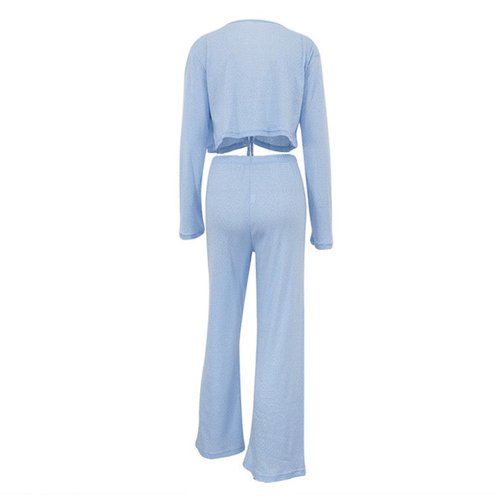 Two-piece suit with tie top and long pants – Neta