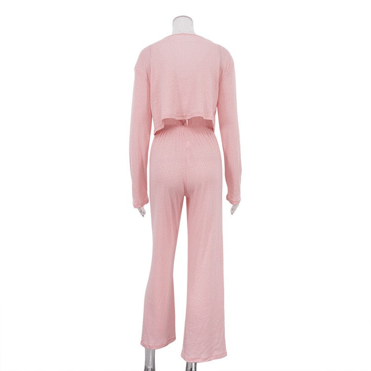 Two-piece suit with tie top and long pants – Neta